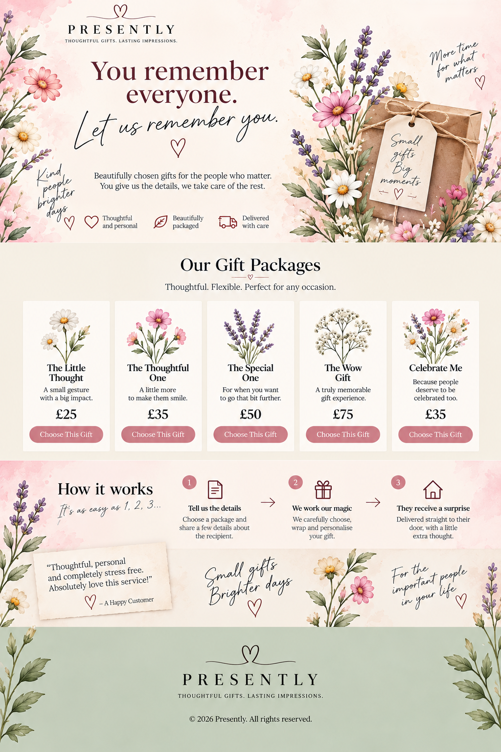 Presently thoughtful gifting homepage
